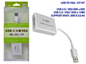 Cáp Chuyển USB To VGA ( Z-TEK : ZY197 )