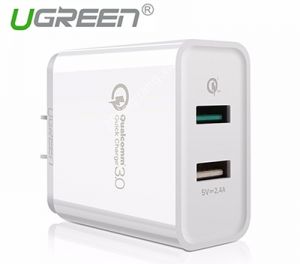 Sạc nhanh hỗ trợ 2 cổng QuickCharge 3.0 Chính hãng Ugreen 30563