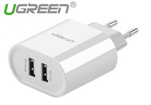 Củ sạc di động 2 cổng USB (17W/5V 3.4A) Ugreen UG20384 chính hãng (MÀU TRẮNG)