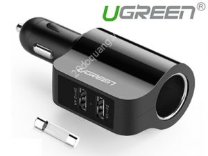 Sạc trên ô tô UGREEN 20394 gồm 2 cổng 1A và 2.4A