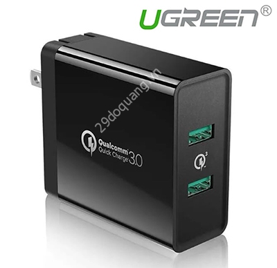 Củ Sạc điện thoại 2 cổng hỗ trợ QC3.0/FCP Ugreen 40583 Màu Đen Củ Sạc điện thoại 2 cổng hỗ trợ QC3.0/FCP Ugreen 40583 Màu Đen