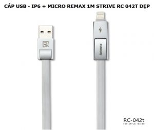 Cáp USB IP6+Micro REMAX 1m Strive RC-042T