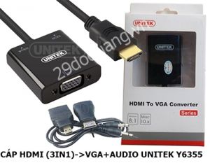 HDMI ToVGA +Audio UNITEK Y6355(3 in 1)