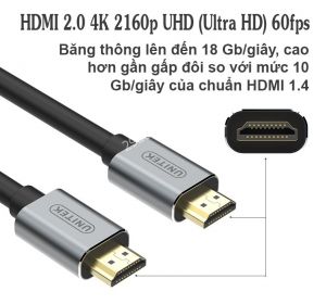 Cáp HDMI 5m 2.0 ULTRA HD 4K + FULL HD 1080p + 3D UNITEK : Y-C140LGY
