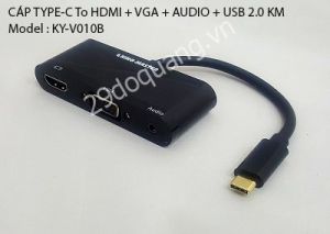 CÁP TYPE-C To HDMI + VGA + AUDIO + USB 2.0 KM (KY-V010B) KY-V011S