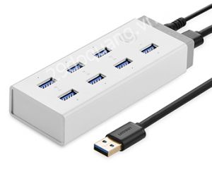 Bộ chia 7 cổng USB 3.0 UGREEN 20296 nguồn 12V/5A kèm sạc Mac, máy tính bảng, điện thoại