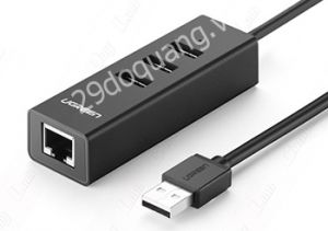 USB 2.0 To Lan tích hợp Hub USB 2.0 3 cổng Ugreen 30301, 30299 chính hãng