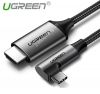 cap-chuyen-usb-type-c-be-goc-phai-90-do-ra-4k-hdmi-dau-kim-loai-chong-nhieu-ugreen-50530-2m-mau-den - ảnh nhỏ  1