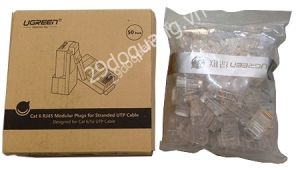 Đầu bấm mạng RJ45 Cat5, Cat5e cao cấp mạ vàng Ugreen 20331 (Hộp 50 cái)