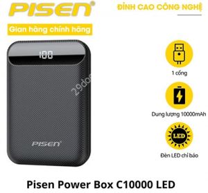 Sạc dự phòng Pisen PowerBox C10000 (LED)  (Mini, Type-C & Micro, 2xUSB, LED)