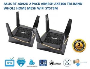 Router Wifi ASUS RT-AX92U (1 bộ= 2 chiếc) (AiMesh Router) Wifi AX6100  3 băng tần, Wifi 6 (802.11ax), AiMesh 360 WIFI Mesh, AiProtection, USB 3.1