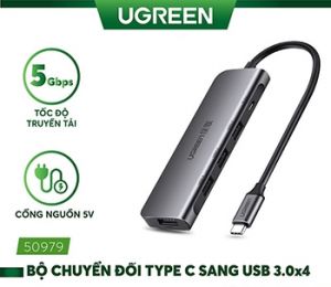 Bộ chia cổng USB Type-C ra 4 cổng USB 3.0 chính hãng Ugreen 50979