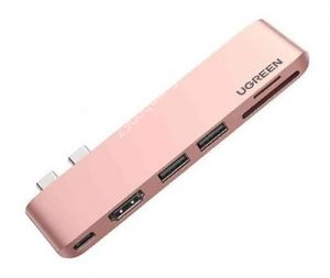Bộ chuyển USB Type C màu Rose gold  ra SD/TF Card Reader, 4K HDMI, 2 USB 3.0 and PD 100w 40Gbps cho macbook Ugreen 90288