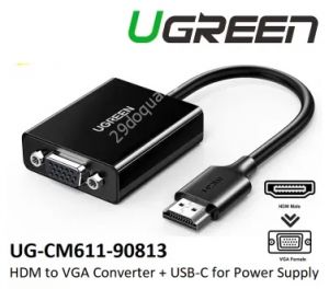 Cáp Chuyển HDMI TO VGA 1080P 60HZ với cổng nguồn USB-C CM611 UGREEN 90813